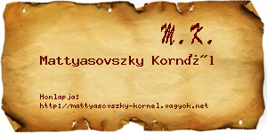 Mattyasovszky Kornél névjegykártya